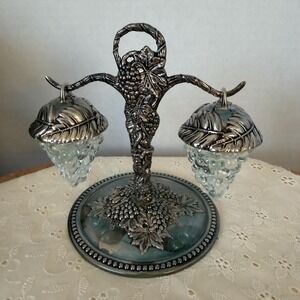 Hollywood Regency Silver Grape Vine Hanging Salt & Pepper Shakers Godinger